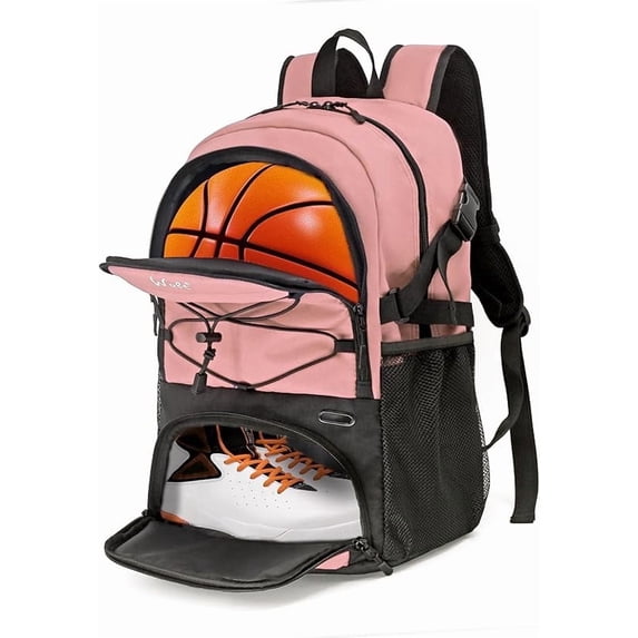 WOLT Lightpink Basketball Bag Backpack - Ventilated Shoe & Ball Compartments, Best for Basketball Includes Tag (1 Pack)