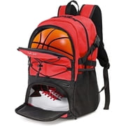 WOLT Basketball Bag Backpack for Unisex--Separate Ball Holder & Shoes Compartment Red One Bag