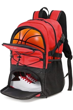 Basketball Bag Backpack for Unisex--Separate Ball Holder & Shoes Compartment Red One Bag