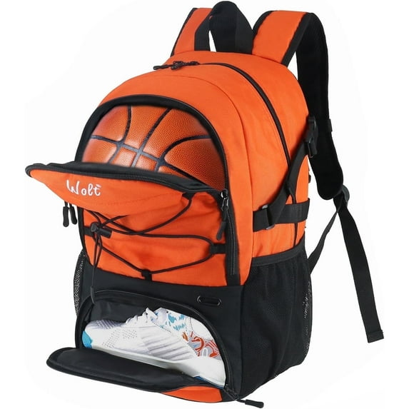 WOLT Basketball Bag Man Portable Carrying Best Basketball Backpack Bag for Ball Sports 1 Pack Orange