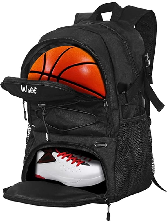 Best Basketball Backpack for Man with Ventilated Shoe & Ball Compartments, 34L Basketball Bag Black