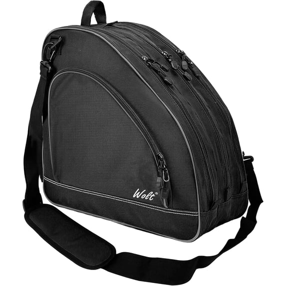 WOLT Black Ice Skate Roller Skate Bag, Inline Skate Bag with Adjustable Shoulder Strap