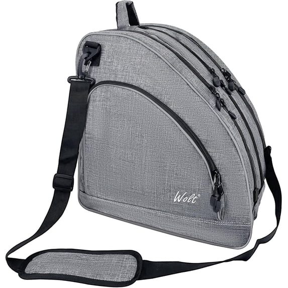 WOLT Grey Ice Skate Roller Skate Bag, Inline Skate Bag with Adjustable Shoulder Strap