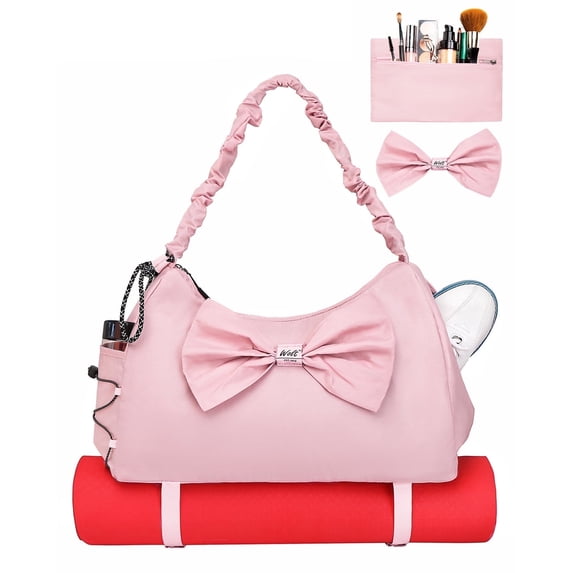 WOLT Pink Gym Yoga Mat Bag for Women Men Yoga Tote with Multiple Pockets and Shoes Compartment for Pilates Travel Gym