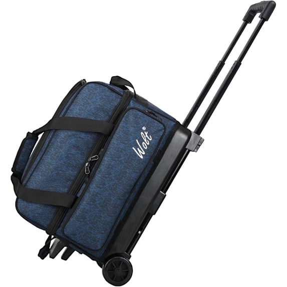 WOLT | HealthBlue Double Roller 2 Ball Bowling Bag Retractable Handle extends to 40"