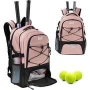 WOLT | Professional Tennis Backpack for Men & Women - 2 Racket Holder with Ventilated Shoe Compartment, LinghtPink 34L Sports Bag