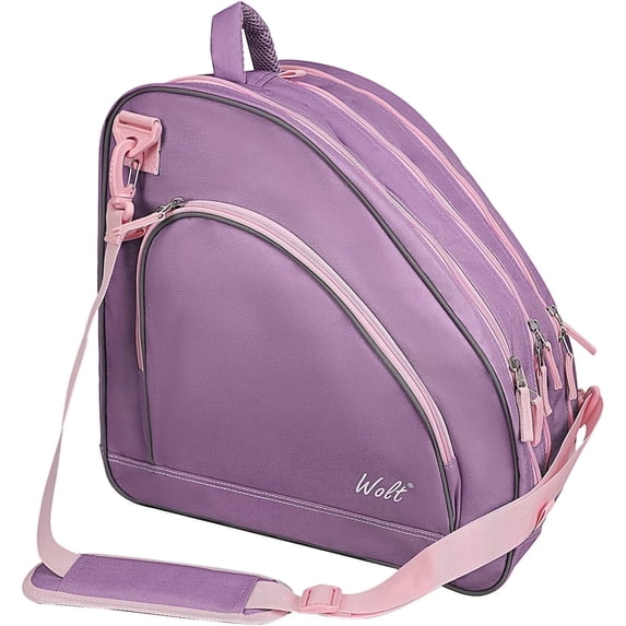 WOLT Purplepink Ice Skate Roller Skate Bag, Inline Skate Bag with Adjustable Shoulder Strap