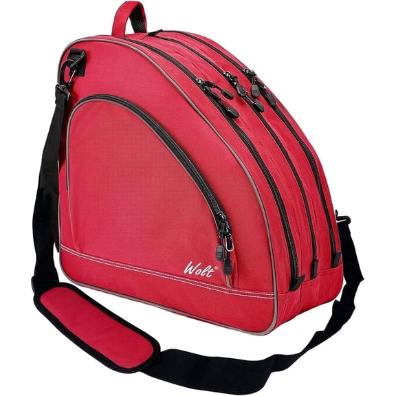 WOLT Red Ice Skate Roller Skate Bag, Inline Skate Bag with Adjustable Shoulder Strap