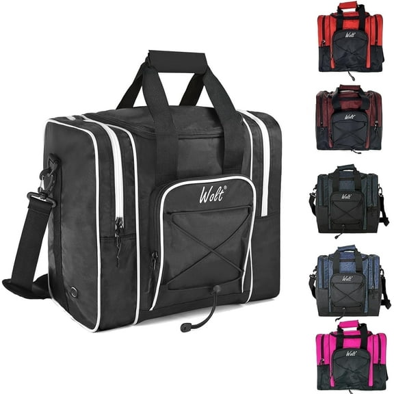 WOLT | Single Bowling Ball Tote Bag--Shoes up to Mens Size 14 Polyester Black