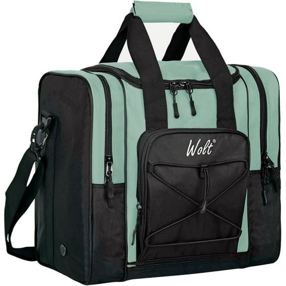 WOLT Single Bowling Ball Tote Bag--Shoes up to Mens Size 14 Polyester Green