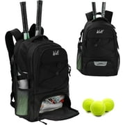 WOLT | Tennis Backpack Tennis Bag for Men Women, Large Tennis Racket Bag with Ventilated Shoe Compartment Holds 2 Rackets(Black)