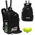 thumbnail image 1 of WOLT Tennis Racquet Sports Backpack Bag, 34L Capacity, Polyester with Ventilated Shoe Compartment, Black, 1 of 8