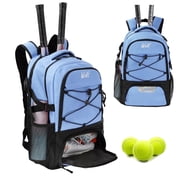 WOLT Tennis Racquet Sports Backpack Bag, 34L Capacity, Polyester with Ventilated Shoe Compartment, Lightblue