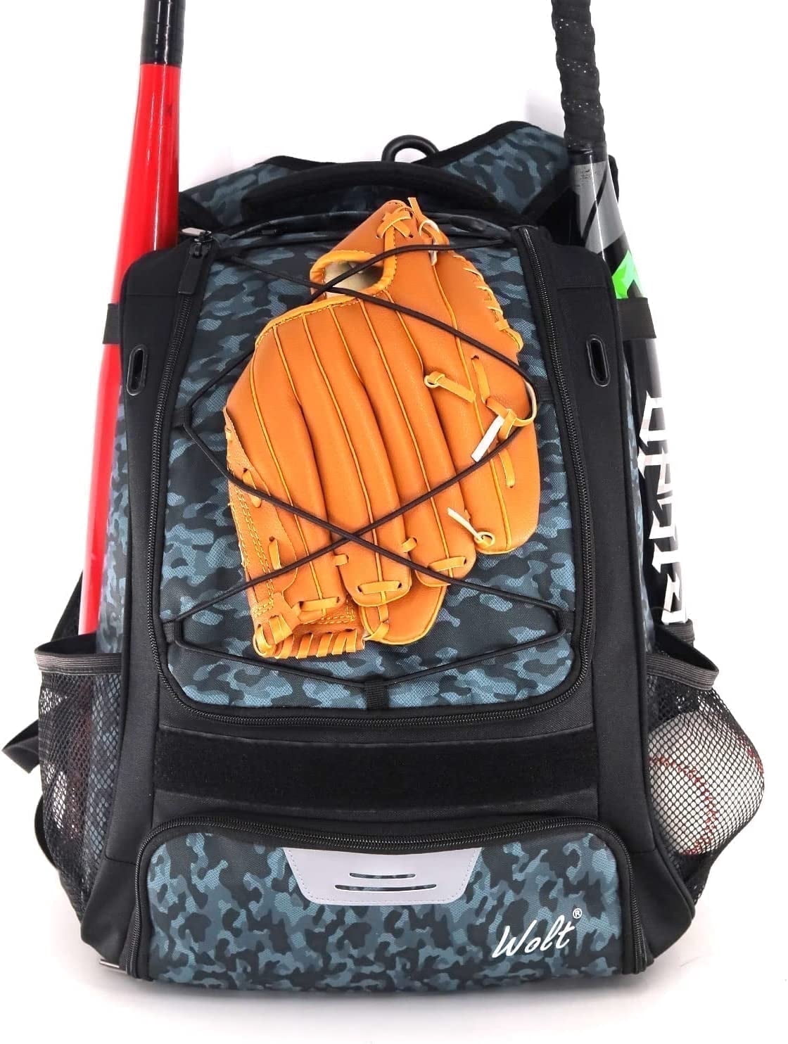 WOLT | Youth Baseball Bag--29L Backpack for Yout Boys Equipment Fence Hook Oxford Fabric New Camogrey