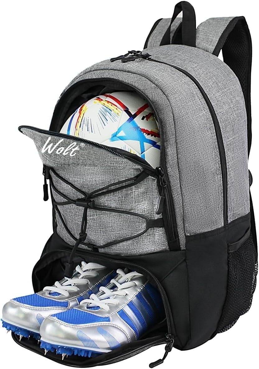 Wolt Gray Sports Backpack for Soccer, Football, and Other Ball Sports ...