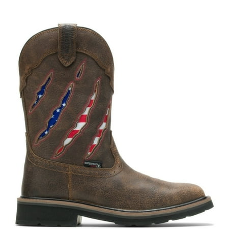 WOLVERINE Men's Rancher Claw Steel Toe Wellington Work Boot Brown/Flag - W201218 flag/brown