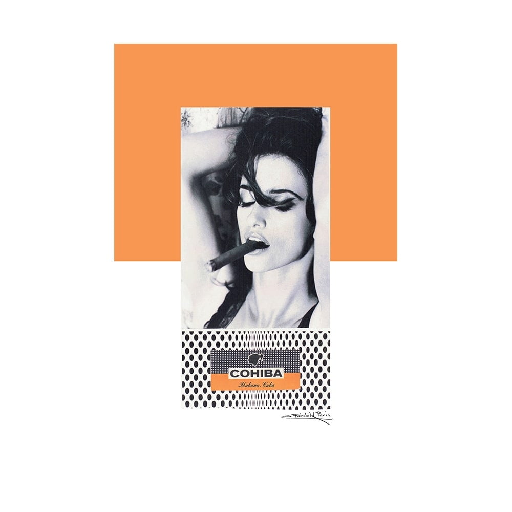 WOMAN & CIGARS - 16"x20" Canvas Artwork - Multi-Color 16 x 20