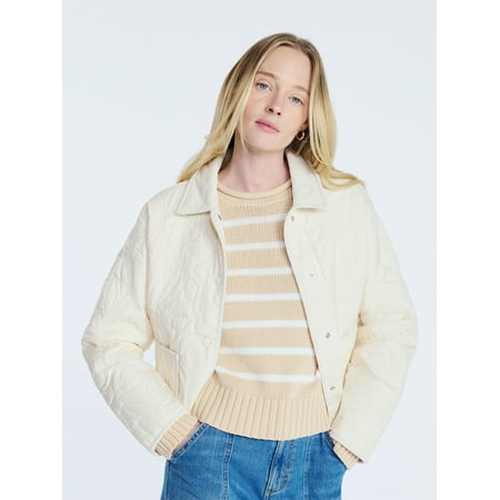 Free Assembly Women's and Women's Plus Floral Quilted Jacket, Sizes XS-4X