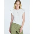 thumbnail image 1 of Free Assembly Women's and Women’s Plus Flutter Sleeve Henley Top, Sizes XS-4X, 1 of 5