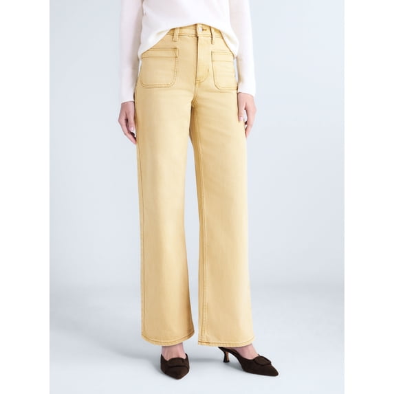 Free Assembly Women's and Women's Plus The Larchmont High Rise Patch Pocket Jeans, 32" Inseam, Sizes 0-28W