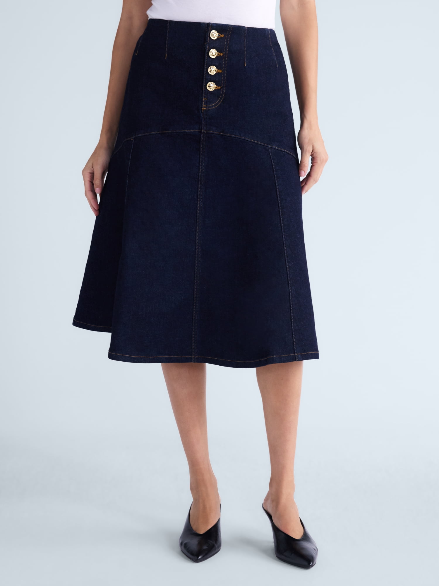 Scoop Women's and Women’s Plus Flare Midi Skirt, Sizes XS-4X