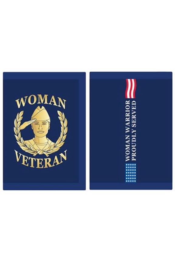 WOMAN VETERAN WALLET - WOMAN VETERAN, Woman Warrior Proudly Served - Heavy Duty Trifold Nylon Wallet, 3.5" x 5"