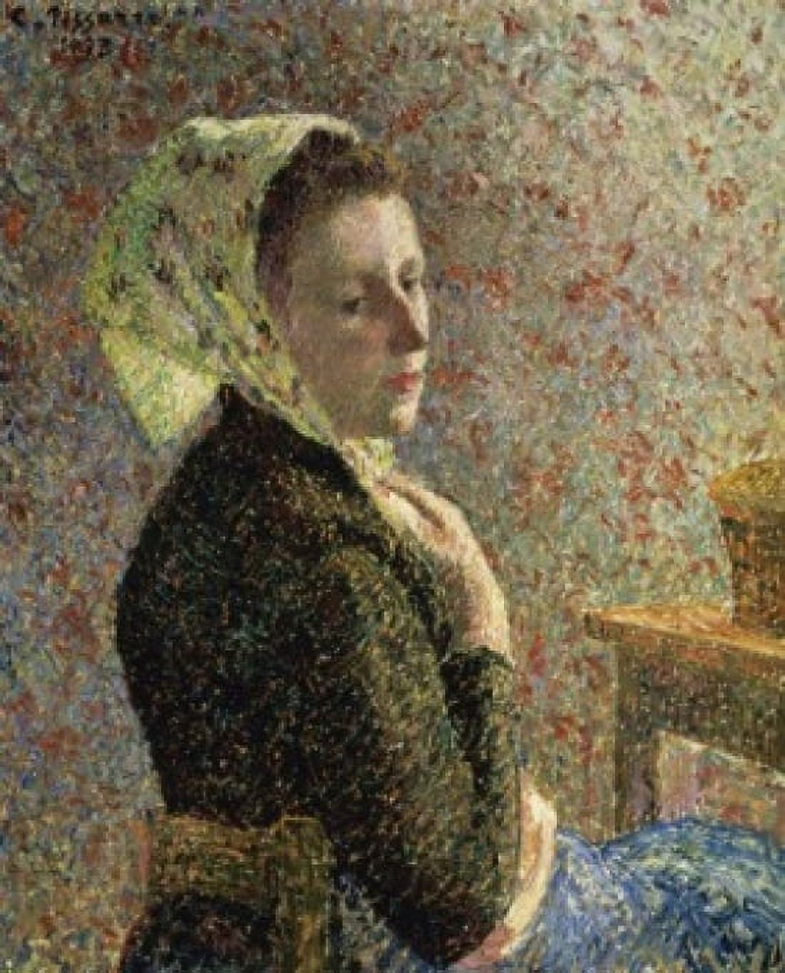 WOMAN WITH GREEN SCARF FEMME AU FICHU VERT Pissarro Camille 1830 d1903 French Musee d Orsay Paris Canvas Art - Camille Pissarro (24 x 36)