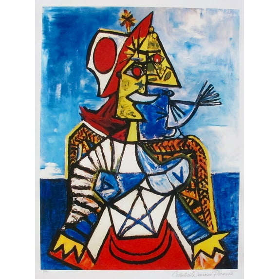 WOMAN WITH RED AND WHITE HAT Pablo Picasso - CANVAS or PRINT WALL ART