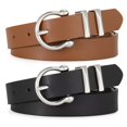 thumbnail image 1 of WHIPPY Women's Leather Belts for Jeans Dresses Pants Casual Ladies Belt with Gold Buckle 2 Pack, 1 of 9