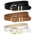 thumbnail image 1 of WHIPPY Women's Leather Belts for Jeans Dresses Pants Casual Ladies Belt with Gold Buckle 3 Pack, 1 of 7