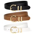 thumbnail image 1 of WHIPPY Women's Leather Belts for Jeans Dresses Pants Casual Ladies Belt with Gold Buckle 3 Pack, 1 of 7