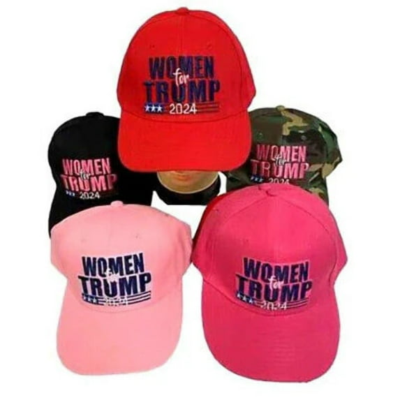 WOMEN FOR TRUMP 2024 EMBROIDERED HAT CAP LADIES (BLACK)