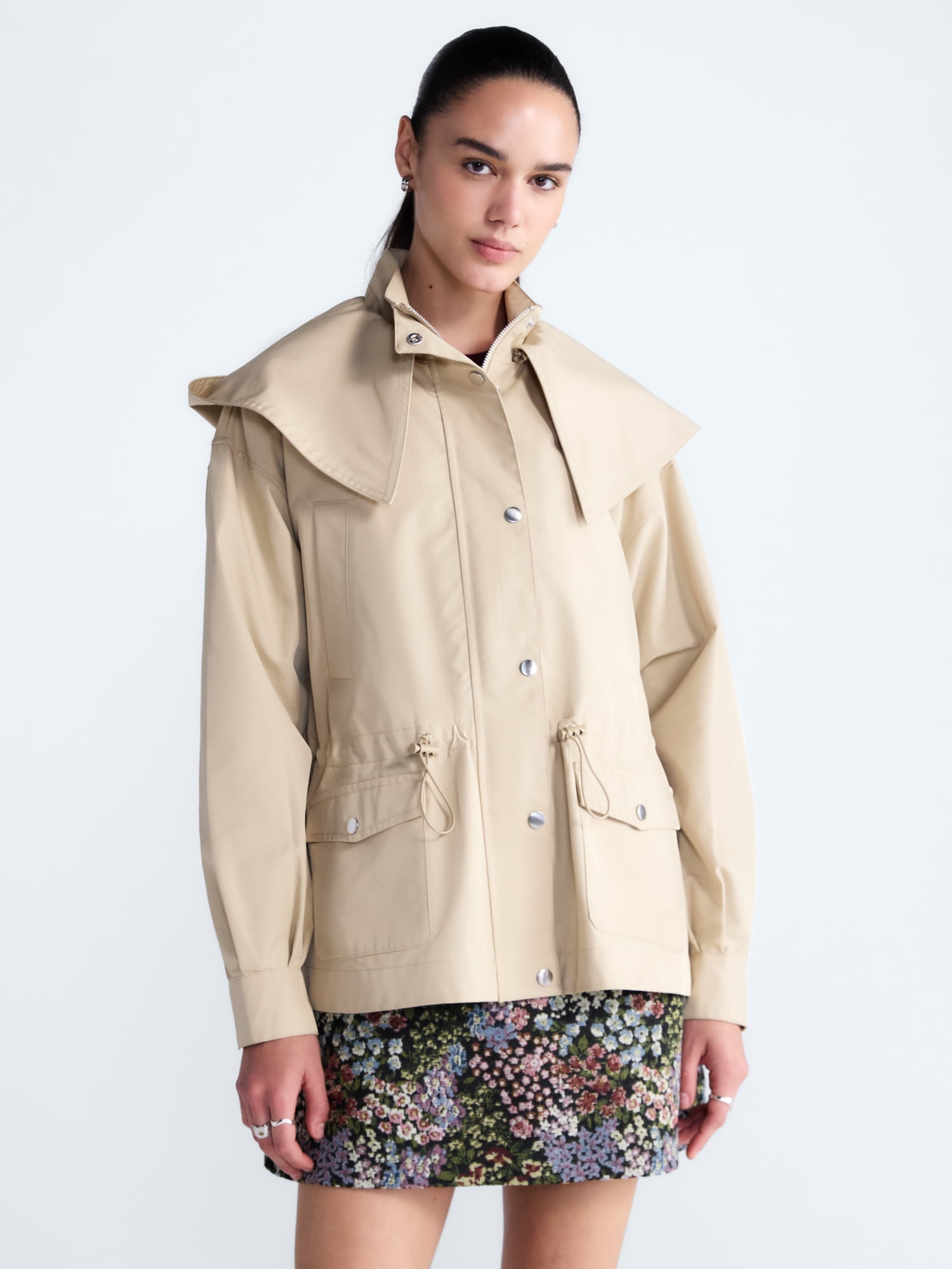 Free Assembly Women's and Women's Plus Cinched Utility Jacket with Hood, Sizes XS-4X
