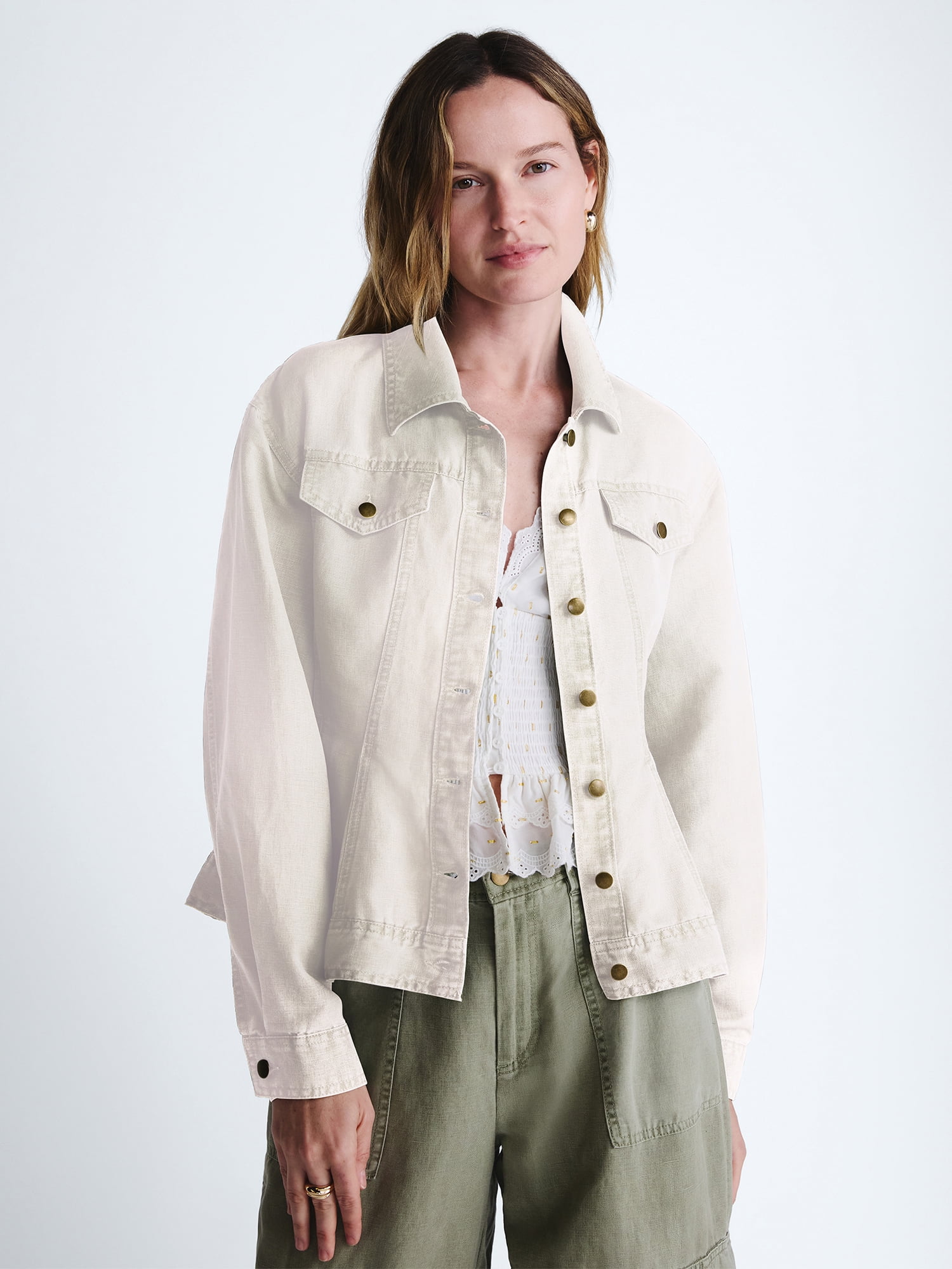 Scoop Women Plus Peplum Trucker Jacket, Sizes 1X-4X