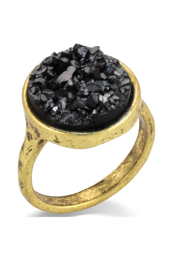 WOMEN'S ANTIQUE LOOK VINTAGE GOLD HEMITATE DRUZY SIZE 8 RINGS