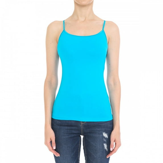 WOMEN’S BASIC SOLID CAMISOLE ADJUSTABLE SPAGHETTI STRAP TANK TOP