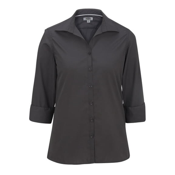 WOMEN'S OPEN NECK POPLIN 3/4 SLEEVE BLOUSE