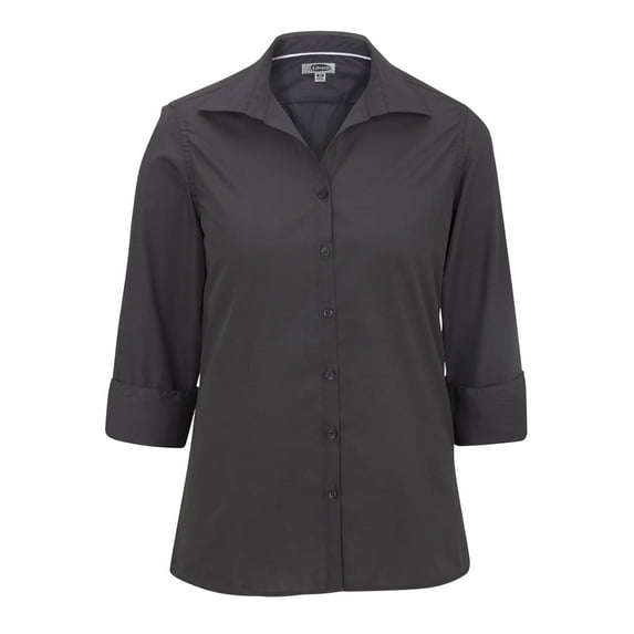 WOMEN'S OPEN NECK POPLIN 3/4 SLEEVE BLOUSE