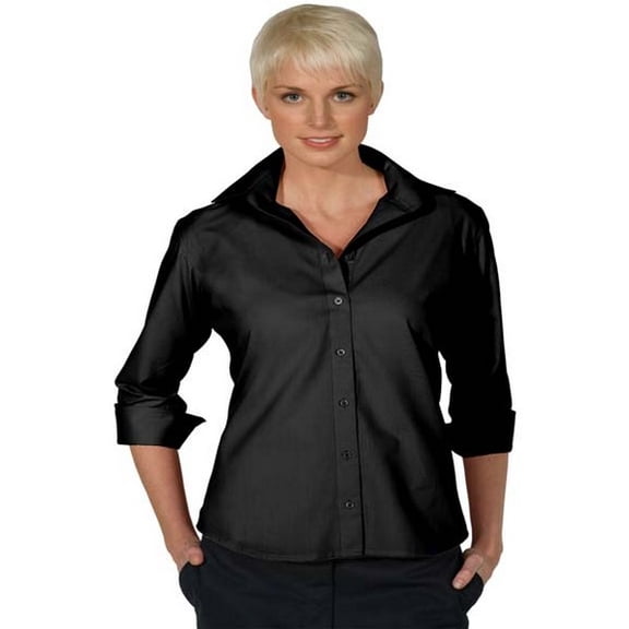WOMEN'S OPEN NECK POPLIN 3/4 SLEEVE BLOUSE