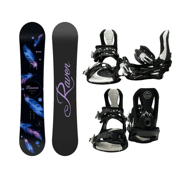 WOMEN'S RAVEN "MIA" 147CM SNOWBOARD PACKAGE + ALTITUDE RIDER S/M BINDINGS (BLACK) 6.5-9