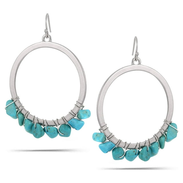 WOMEN'S SILVER TURQUOISE CRYSTAL ROUND DROP EARRINGS - Walmart.com