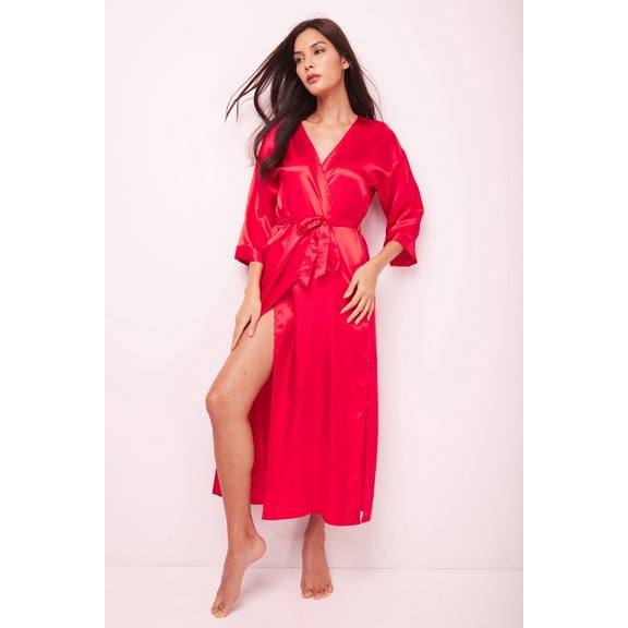 Satin Long Kimono Robe Silky Lightweight Bridal Party Dressing Gown Sleepwear & Loungewear