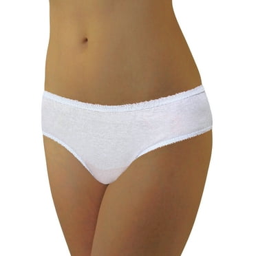 WOMENS DISPOSABLE 100% COTTON UNDERWEAR - FOR TRAVEL- HOSPITAL STAYS- EMERGENCIES 10-PACK