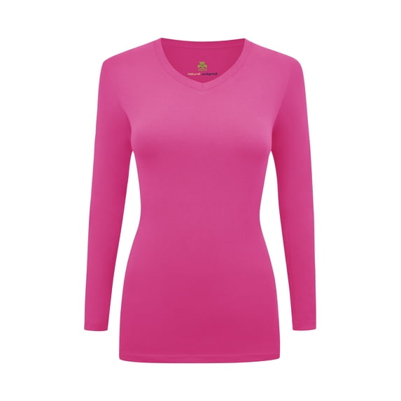 WOMENS LONG SLEEVE V-NECK T SHIRT WITH SUPER-SOFT STRETCH FABRIC