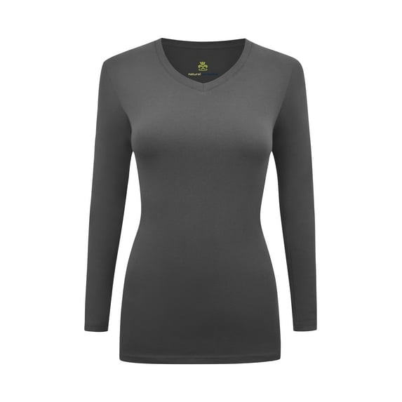 WOMENS LONG SLEEVE V-NECK T SHIRT WITH SUPER-SOFT STRETCH FABRIC
