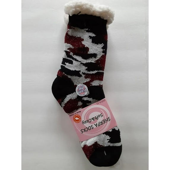 WOMENS WINTER WARM COZY SHERPA NON SKID SLIPPER SOCKS