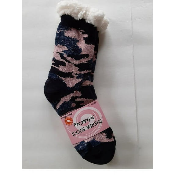 WOMENS WINTER WARM COZY SHERPA NON SKID SLIPPER SOCKS