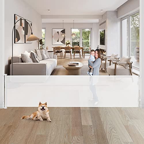 WOMHOM 80" Extra Wide Retractable Gate Mesh Dog SH20.007 - White