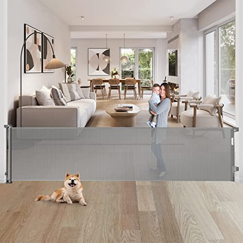 WOMHOM 80 Inch Extra Large Retractable Baby Gates Extra Wide Gates - Grey