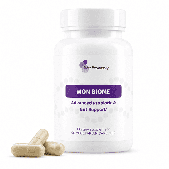 WON BIOME Probiotic Supplement | 50 Billion CFU | Multi-Strain Formula with Prebiotic Inulin | Gut Health | Digestive & Immune Support | 60 Vegetarian Capsules
